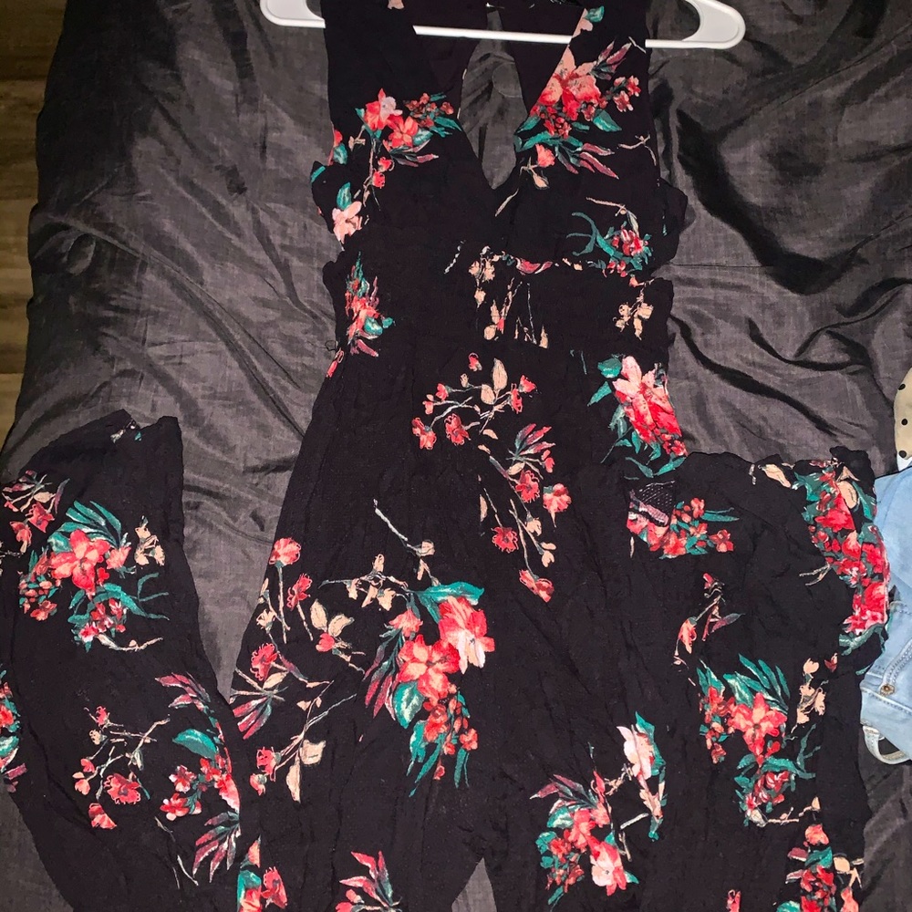 Flowered body suit/romper